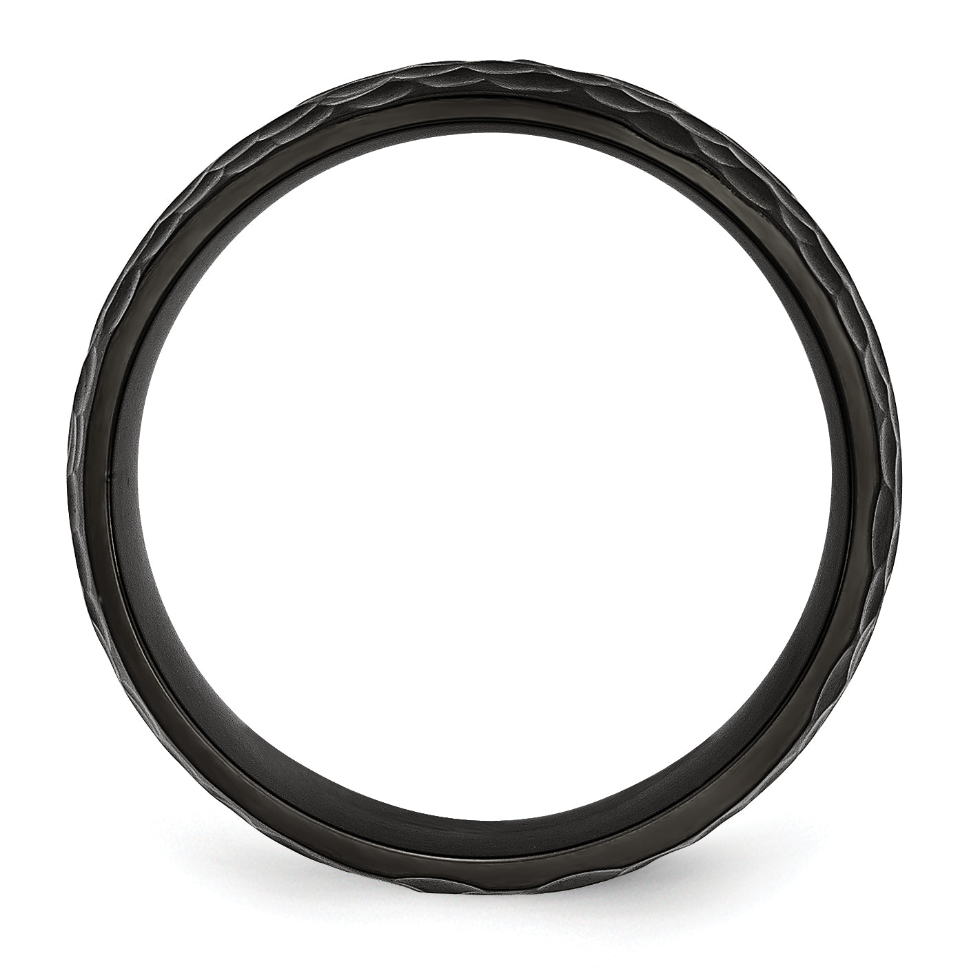 Edelstahl Schwarz Ip Beschichtet Gehämmert 8mm Ring