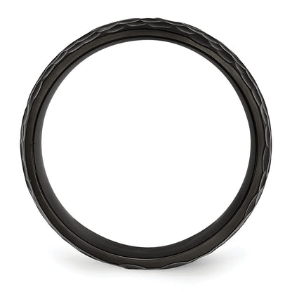 Edelstahl Schwarz Ip Beschichtet Gehämmert 8mm Ring
