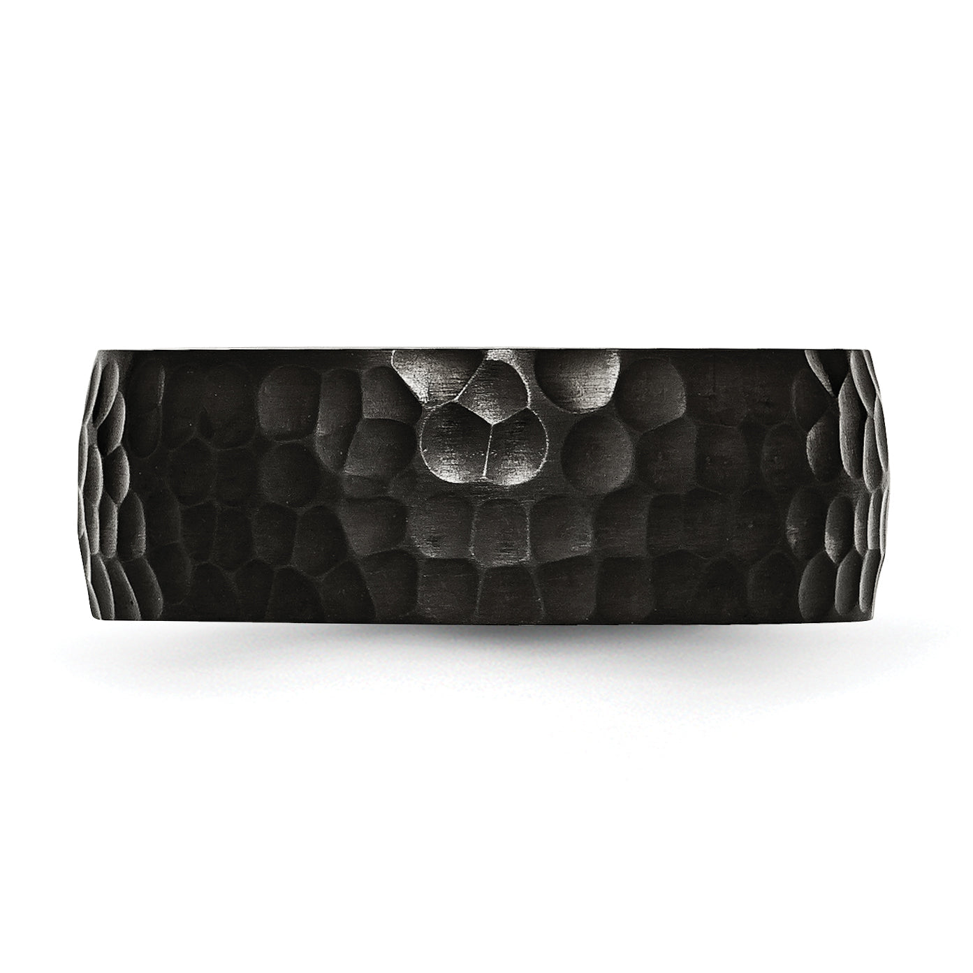 Edelstahl Schwarz Ip Beschichtet Gehämmert 8mm Ring
