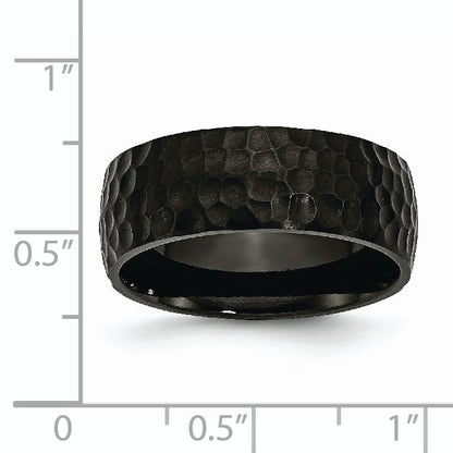 Edelstahl Schwarz Ip Beschichtet Gehämmert 8mm Ring