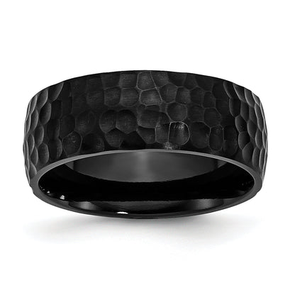 Edelstahl Schwarz Ip Beschichtet Gehämmert 8mm Ring