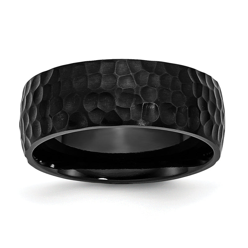 Edelstahl Schwarz Ip Beschichtet Gehämmert 8mm Ring