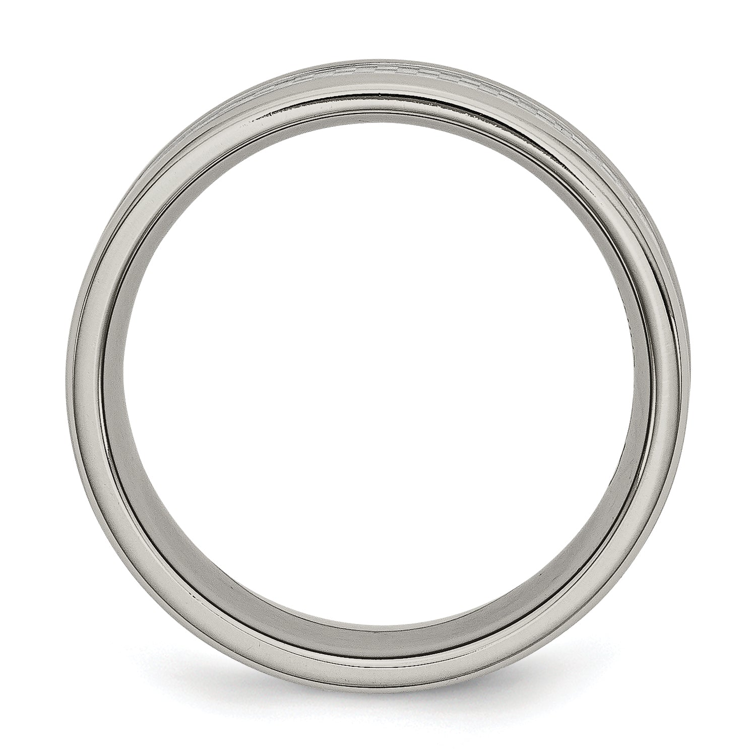 Edelstahl Poliert mit Grau Karbon Faser Einlage 8mm Ring