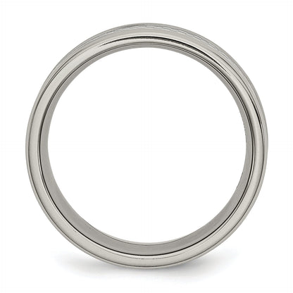 Edelstahl Poliert mit Grau Karbon Faser Einlage 8mm Ring