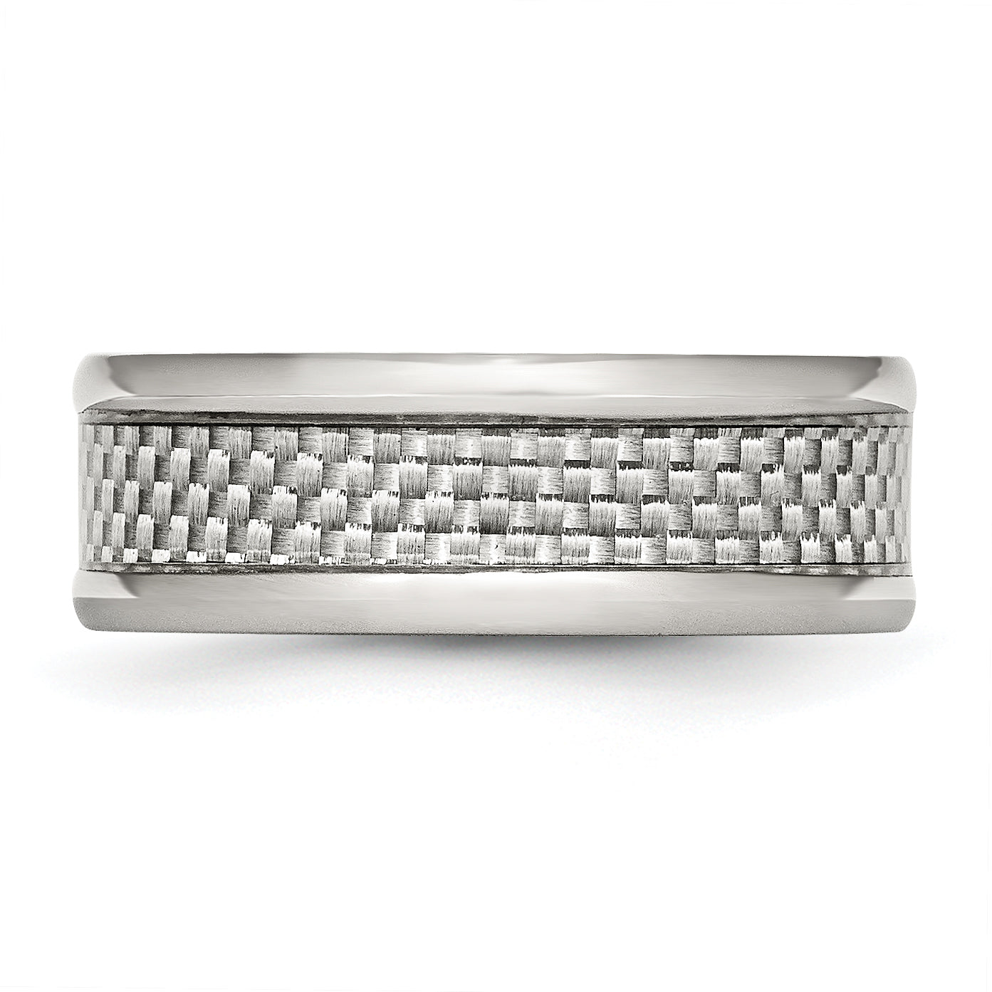 Edelstahl Poliert mit Grau Karbon Faser Einlage 8mm Ring