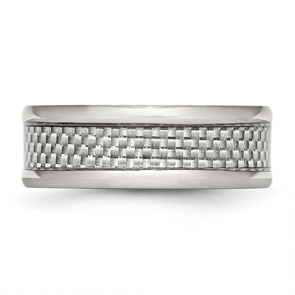 Edelstahl Poliert mit Grau Karbon Faser Einlage 8mm Ring