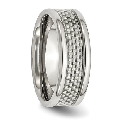 Edelstahl Poliert mit Grau Karbon Faser Einlage 8mm Ring