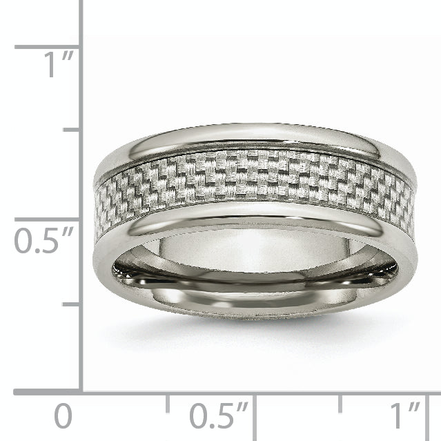 Edelstahl Poliert mit Grau Karbon Faser Einlage 8mm Ring