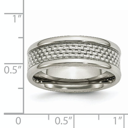 Edelstahl Poliert mit Grau Karbon Faser Einlage 8mm Ring