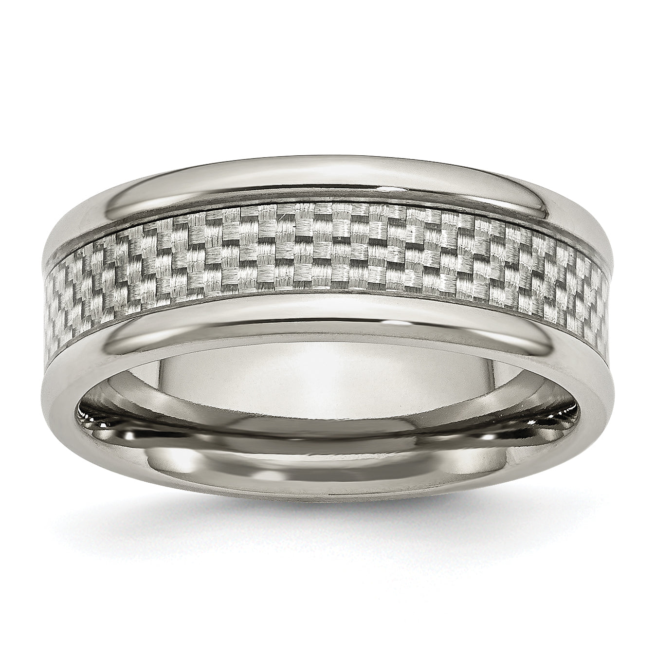 Edelstahl Poliert mit Grau Karbon Faser Einlage 8mm Ring