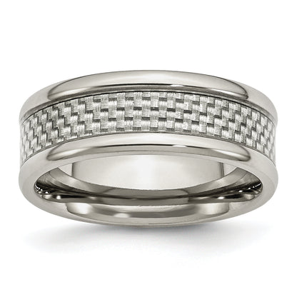 Edelstahl Poliert mit Grau Karbon Faser Einlage 8mm Ring