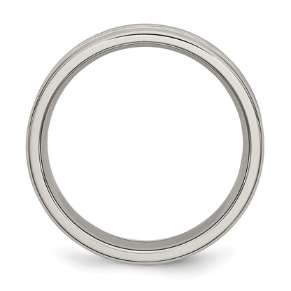 Edelstahl Poliert mit Grau Karbon Faser Einlage 6mm Ring