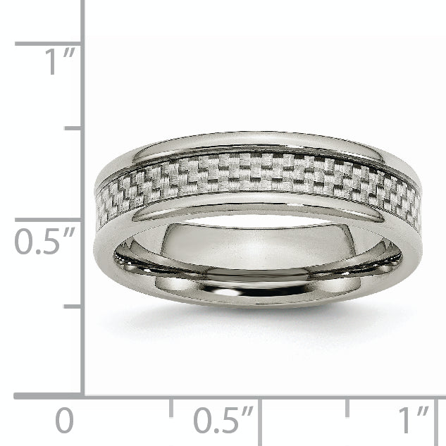 Edelstahl Poliert mit Grau Karbon Faser Einlage 6mm Ring