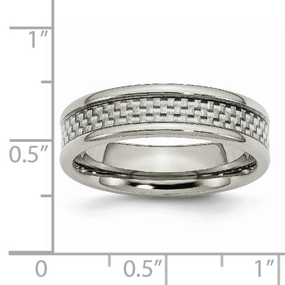 Edelstahl Poliert mit Grau Karbon Faser Einlage 6mm Ring