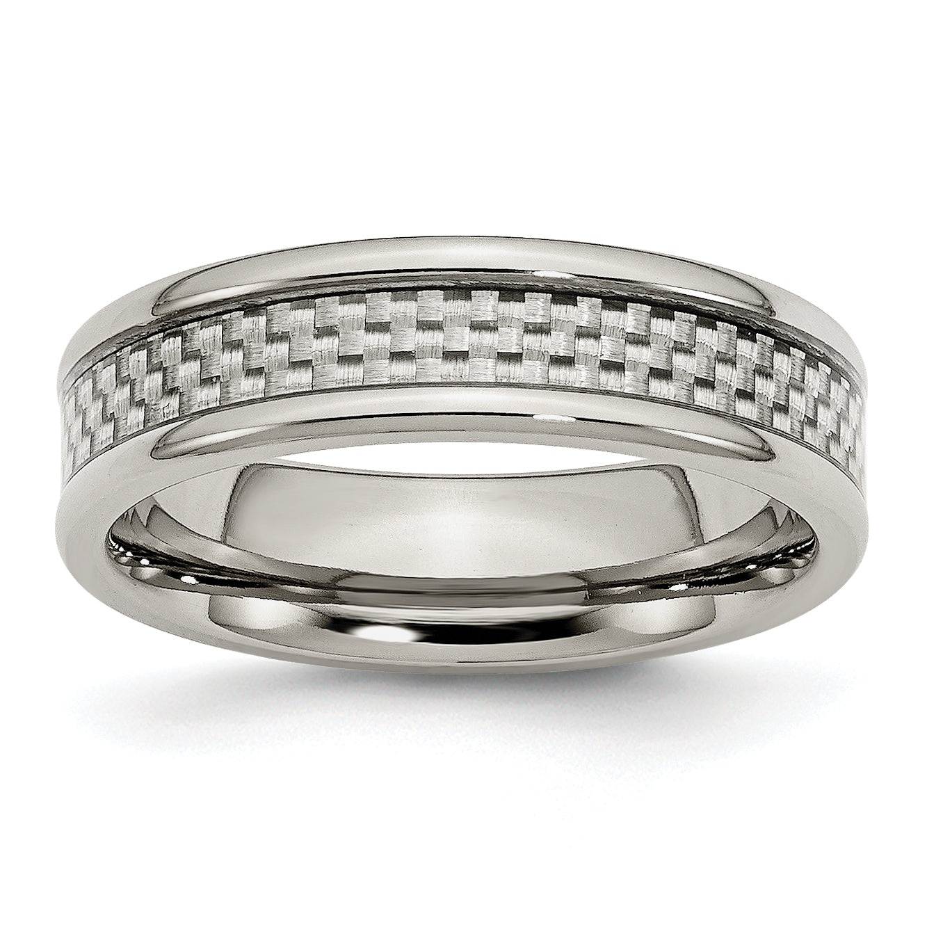 Edelstahl Poliert mit Grau Karbon Faser Einlage 6mm Ring