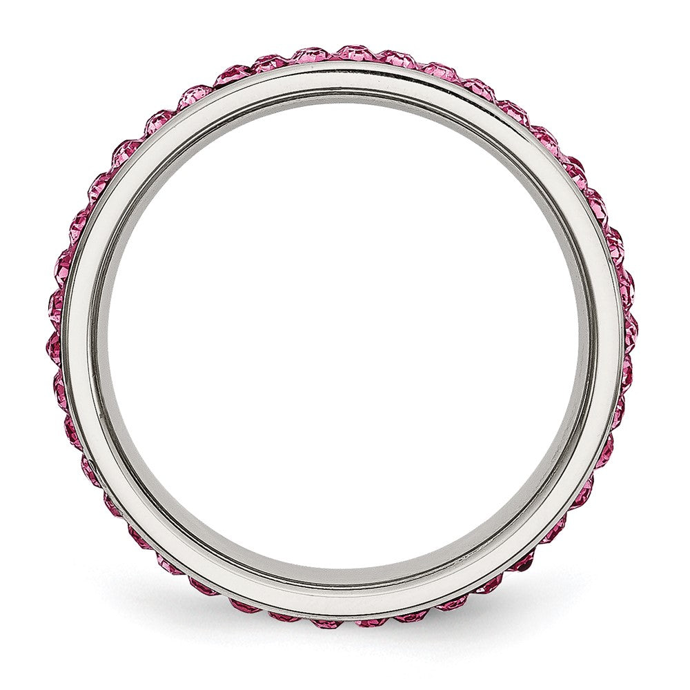Edelstahl 4mm Poliert Rosa Kristall Ring