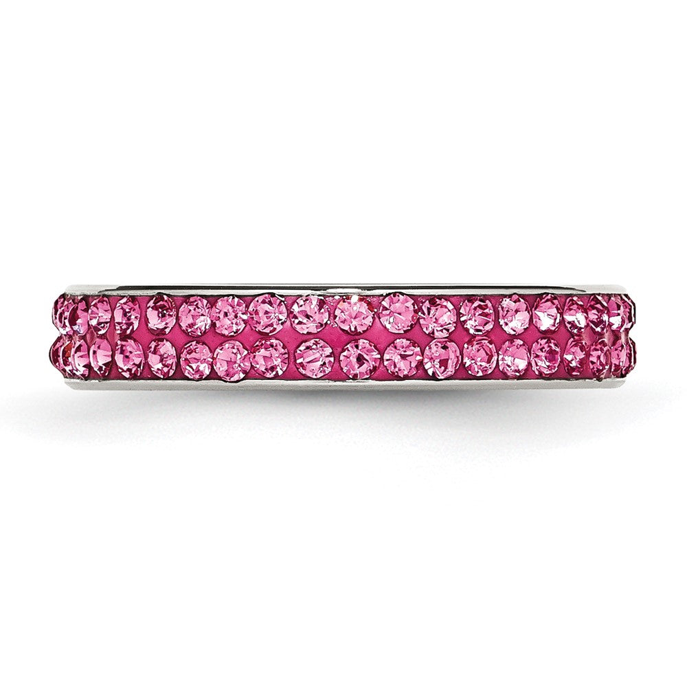 Edelstahl 4mm Poliert Rosa Kristall Ring