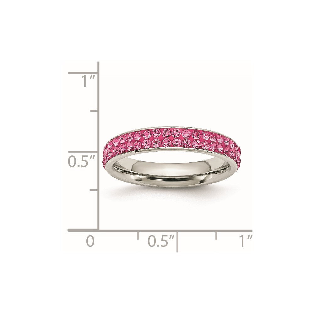 Edelstahl 4mm Poliert Rosa Kristall Ring