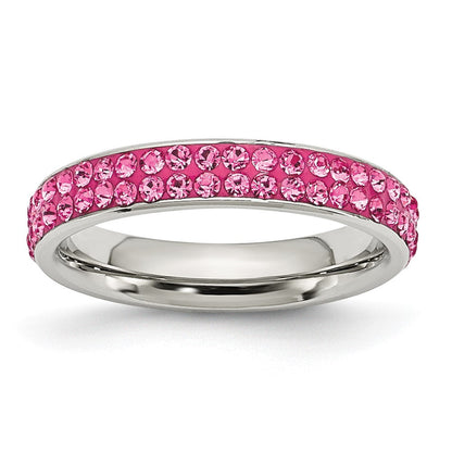 Edelstahl 4mm Poliert Rosa Kristall Ring