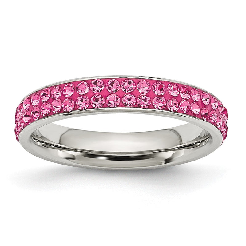 Edelstahl 4mm Poliert Rosa Kristall Ring