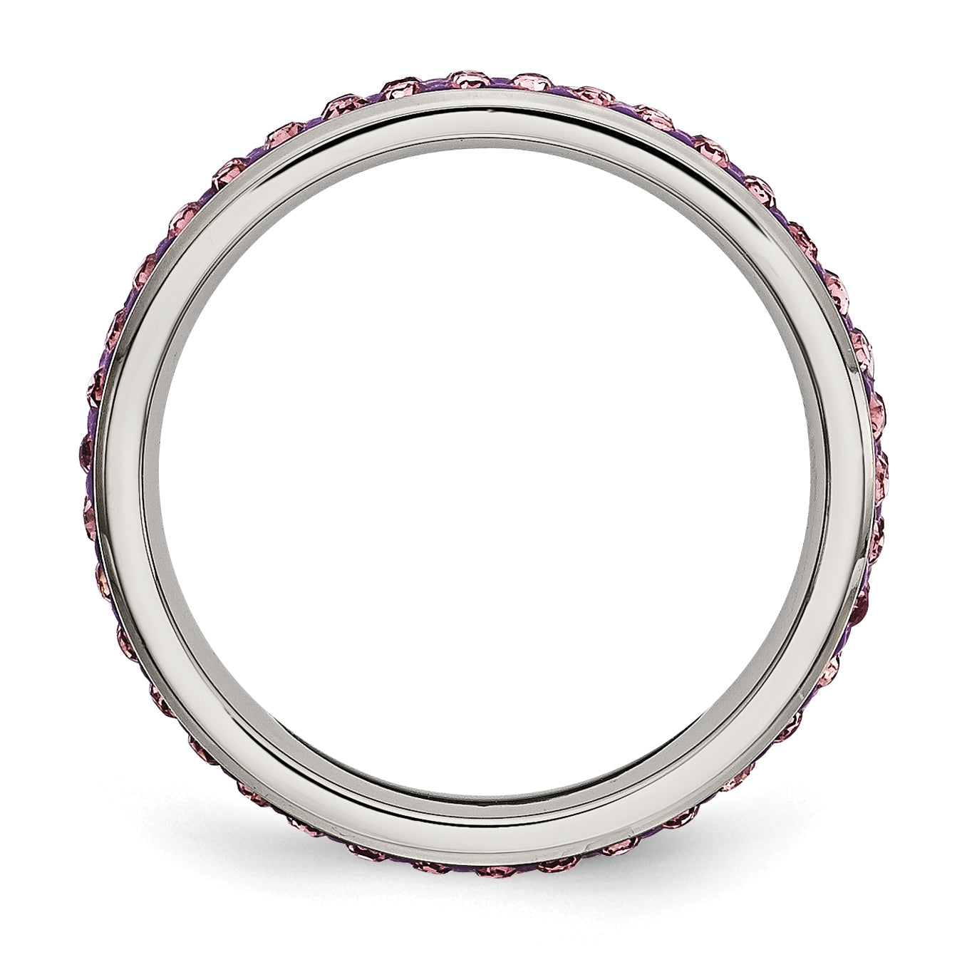 Edelstahl 4mm Poliert Licht Lila Kristall Ring