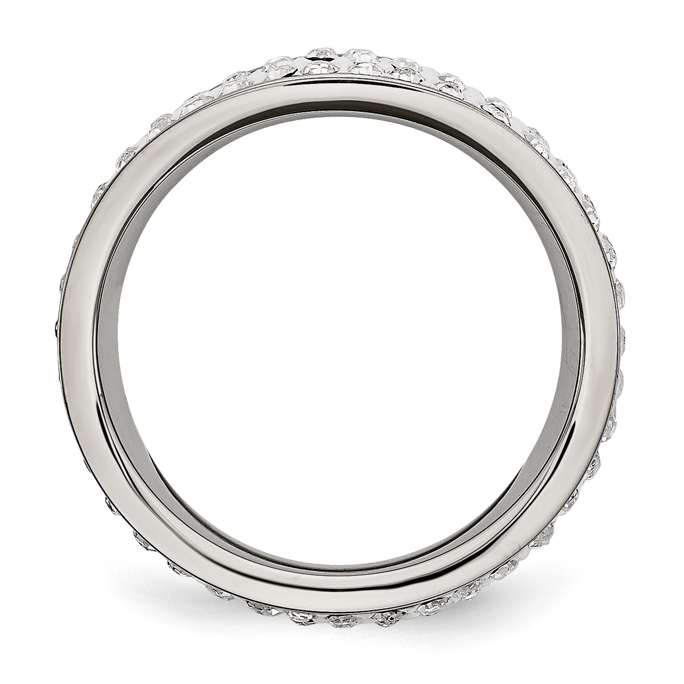 Edelstahl 4mm Poliert Kristall Gewellt Ring