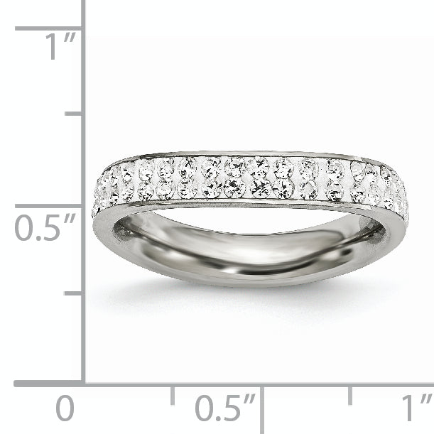 Edelstahl 4mm Poliert Kristall Gewellt Ring