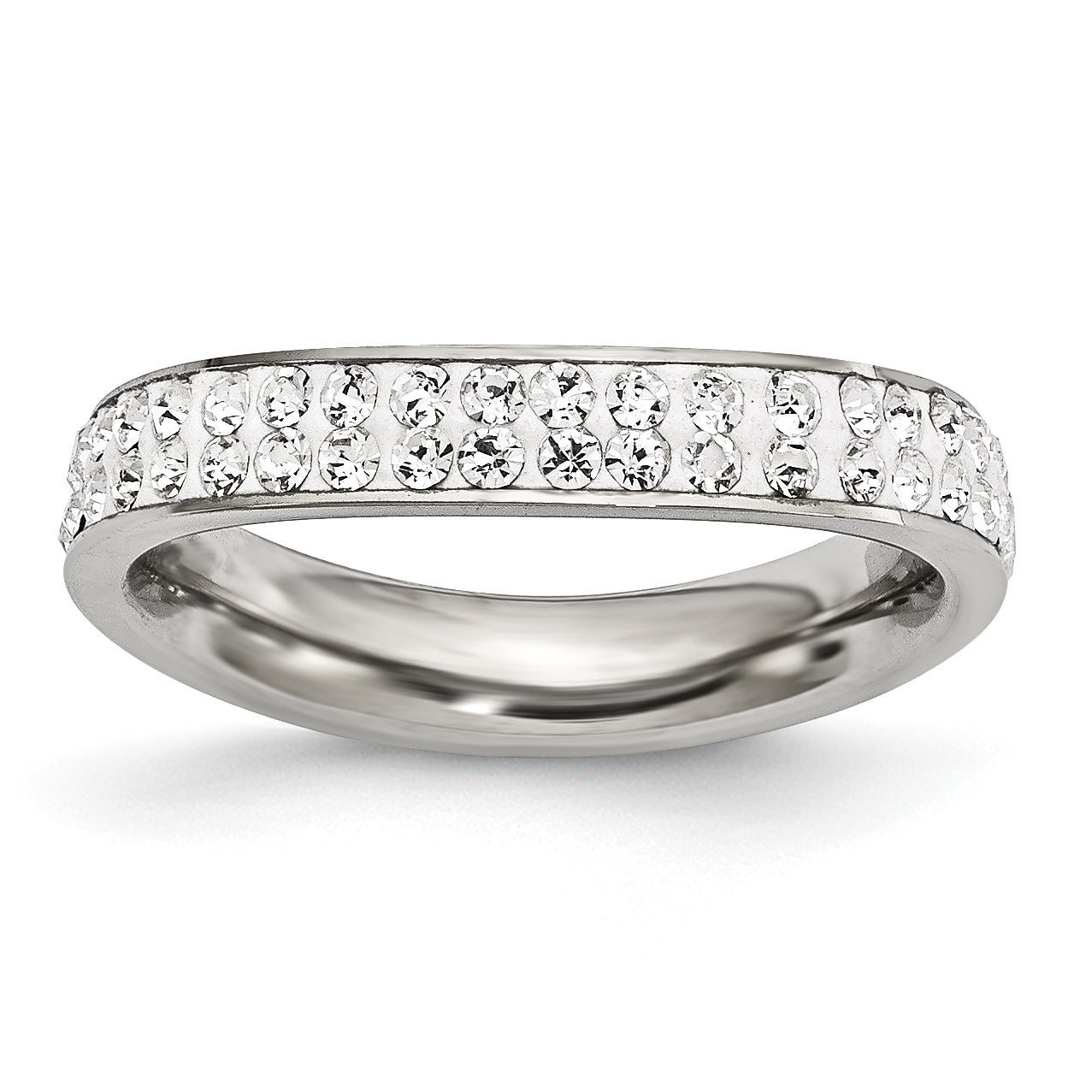 Edelstahl 4mm Poliert Kristall Gewellt Ring