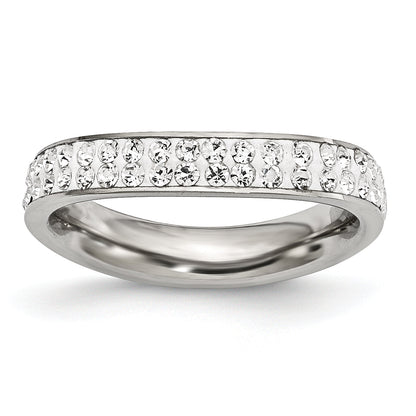 Edelstahl 4mm Poliert Kristall Gewellt Ring