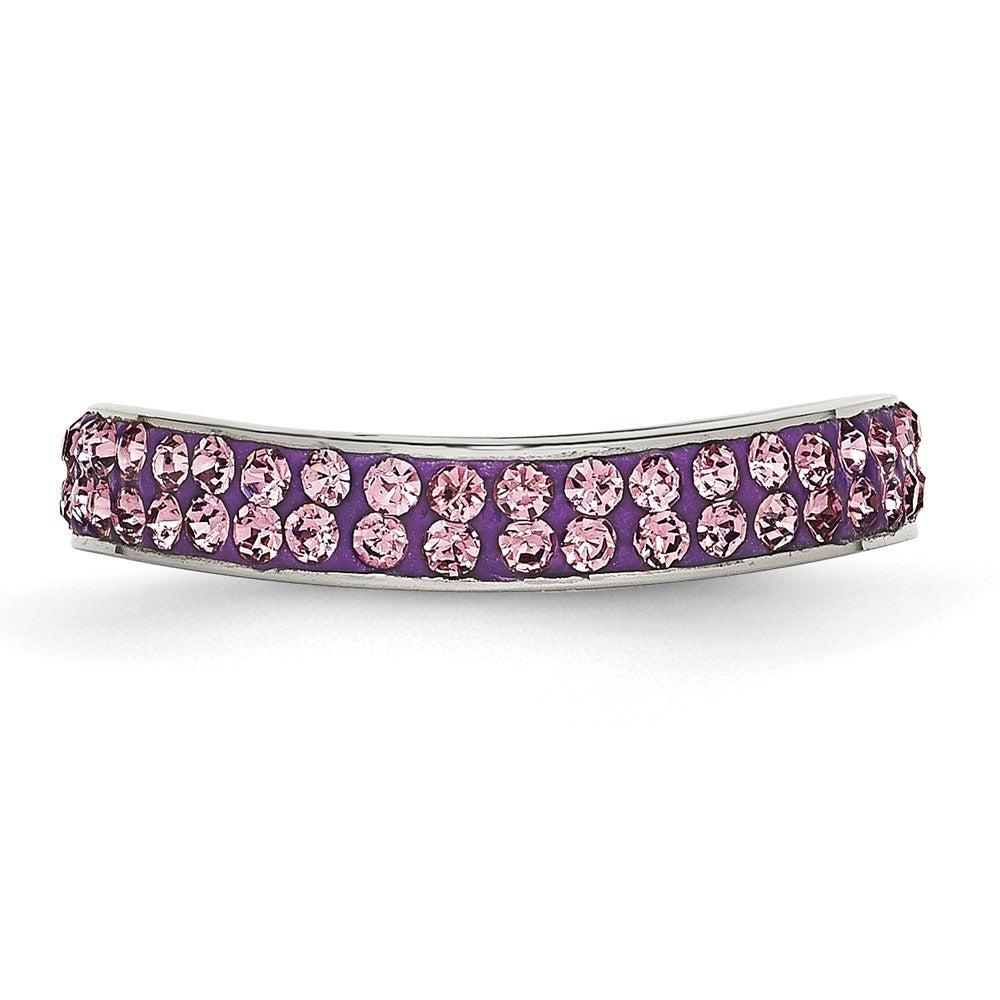 Edelstahl 4mm Poliert Licht Lila Kristall Gewellt Ring