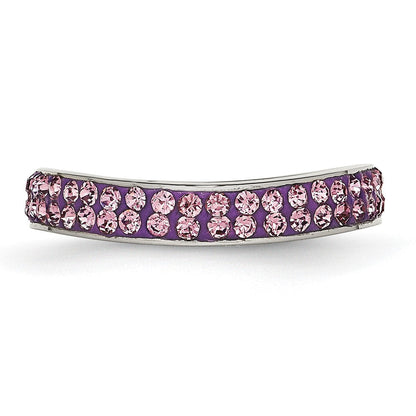 Edelstahl 4mm Poliert Licht Lila Kristall Gewellt Ring