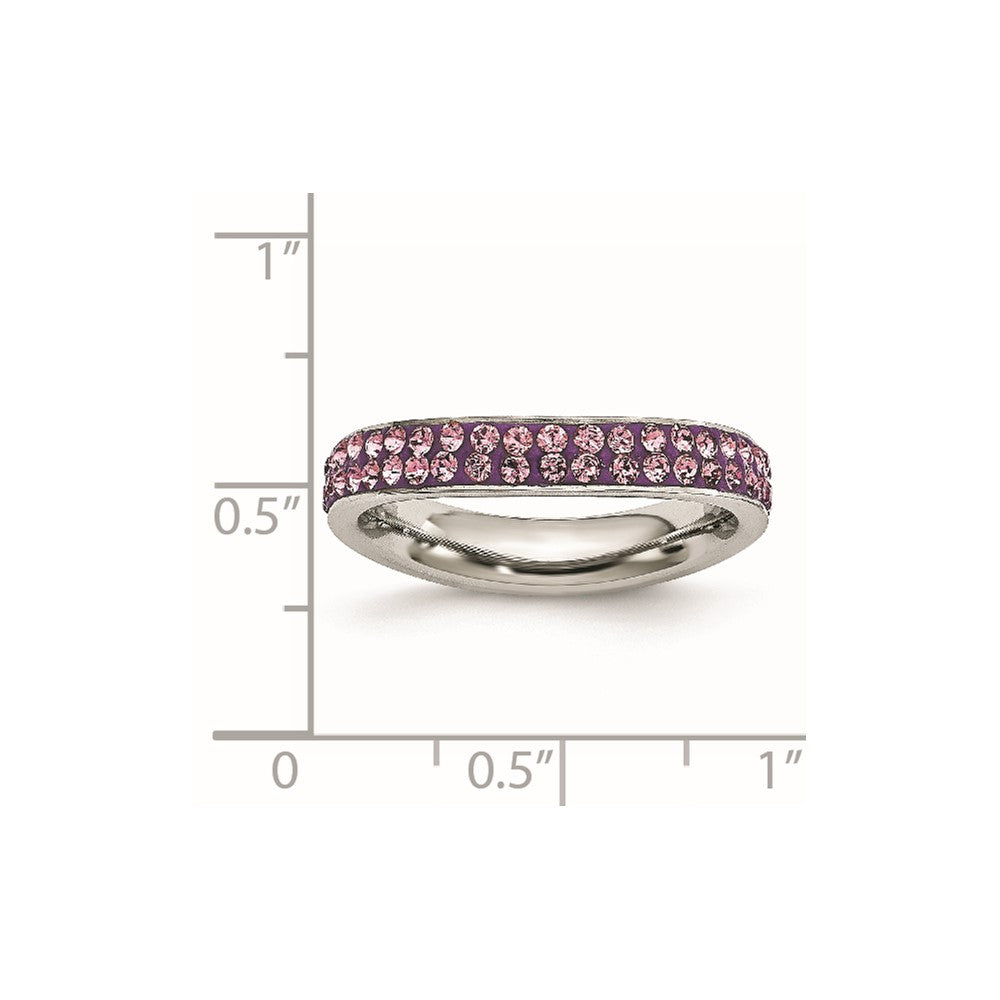Edelstahl 4mm Poliert Licht Lila Kristall Gewellt Ring