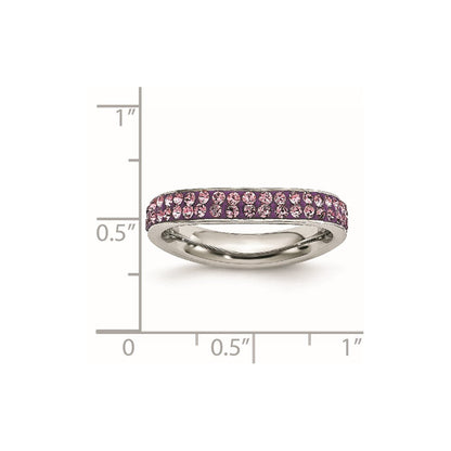 Edelstahl 4mm Poliert Licht Lila Kristall Gewellt Ring
