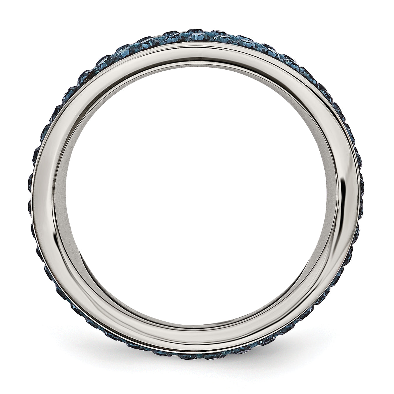 Edelstahl 4mm Poliert Blau Kristall Gewellt Ring