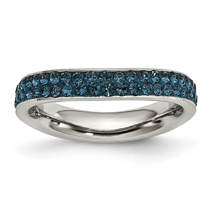 Edelstahl 4mm Poliert Blau Kristall Gewellt Ring