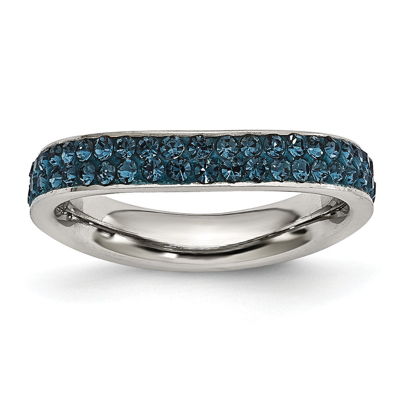 Edelstahl 4mm Poliert Blau Kristall Gewellt Ring