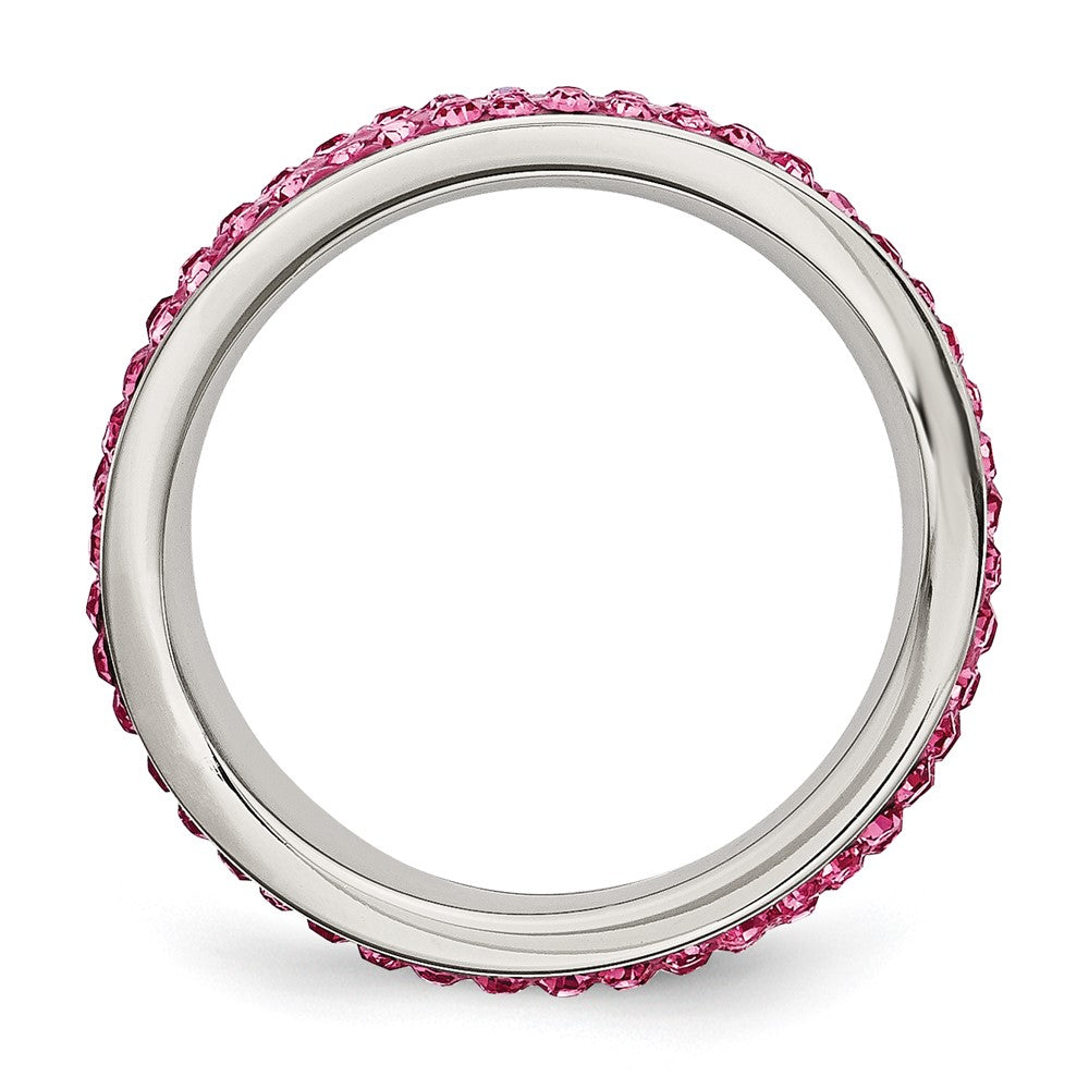 Edelstahl 4mm Poliert Rosa Kristall Ring