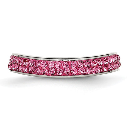 Edelstahl 4mm Poliert Rosa Kristall Ring