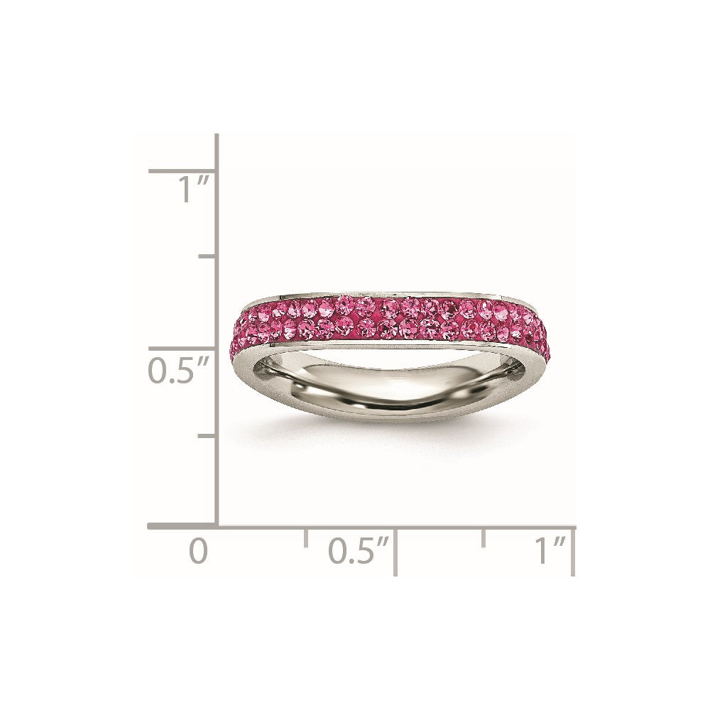 Edelstahl 4mm Poliert Rosa Kristall Ring
