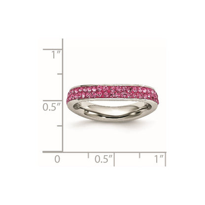 Edelstahl 4mm Poliert Rosa Kristall Ring