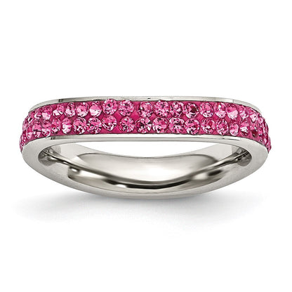 Edelstahl 4mm Poliert Rosa Kristall Ring