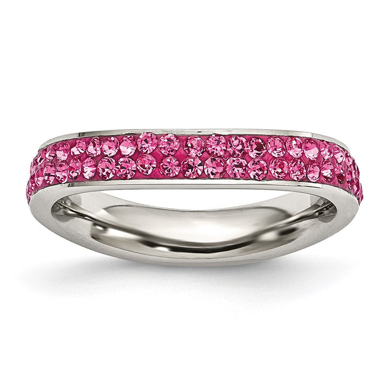 Edelstahl 4mm Poliert Rosa Kristall Ring