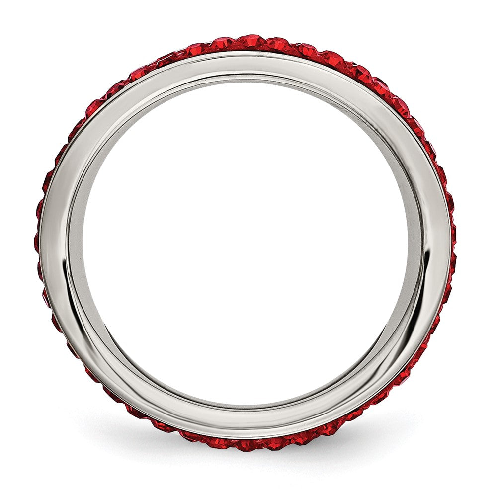 Edelstahl 4mm Poliert Rot Kristall Ring