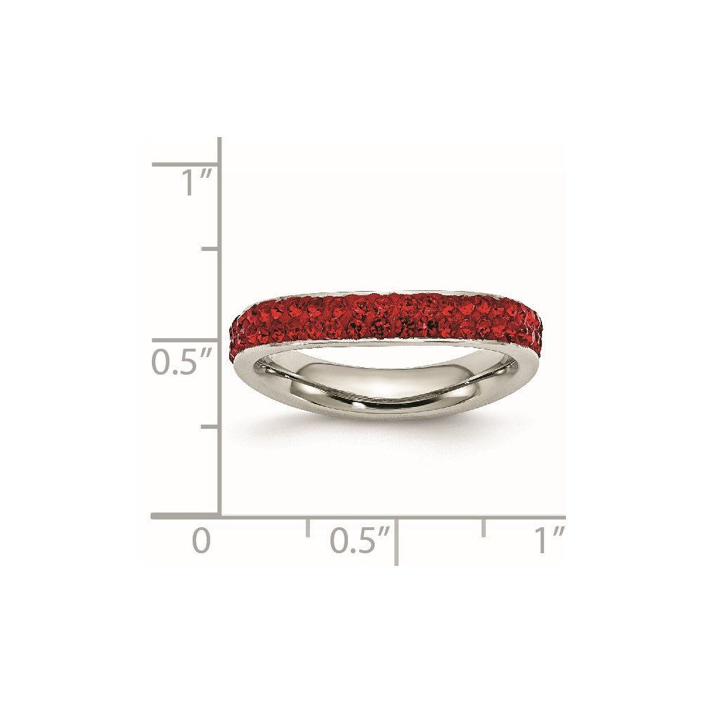 Edelstahl 4mm Poliert Rot Kristall Ring