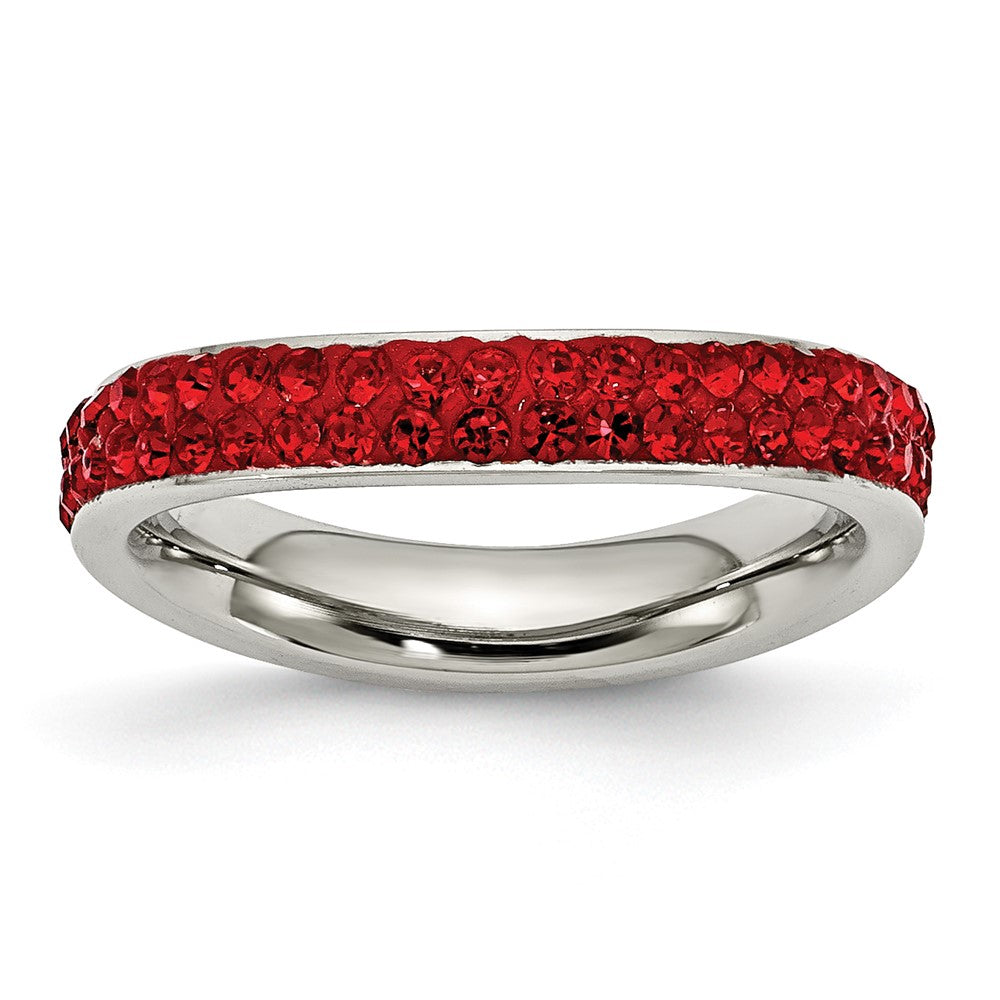 Edelstahl 4mm Poliert Rot Kristall Ring