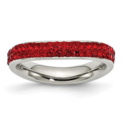 Edelstahl 4mm Poliert Rot Kristall Ring