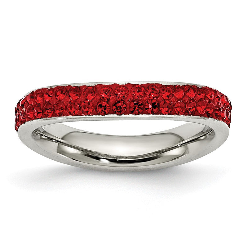 Edelstahl 4mm Poliert Rot Kristall Ring