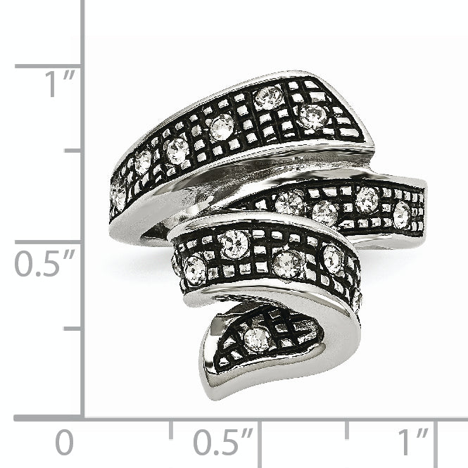Edelstahl Kristall Antikisiert Wirbel Ring