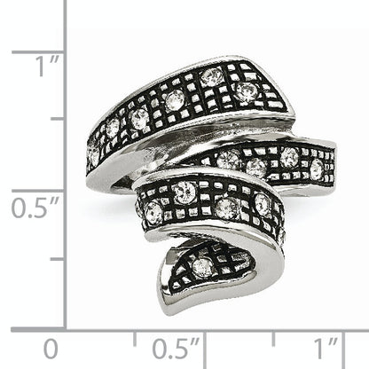 Edelstahl Kristall Antikisiert Wirbel Ring