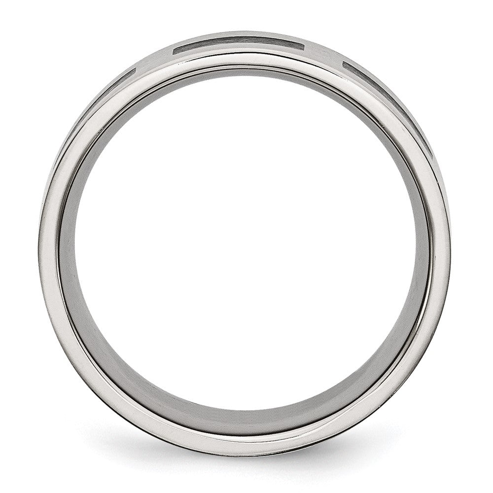 Edelstahl Gebürstet Schwarz Gummi 8mm Flach Ring